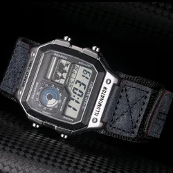 HEMSUT For Casio Watch Band Nylon Leather 18mm Sports Replace Straps Compotible With Gshock AE1200 /1300/W-218H