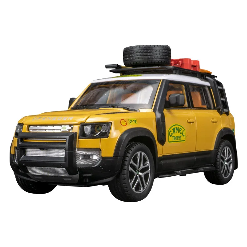 1:24 Camel Cup Land Rover Defender  With Tools Alloy Diecasts & Toy Vehicles Toy Car Model Sound and light Collection Toy Gift