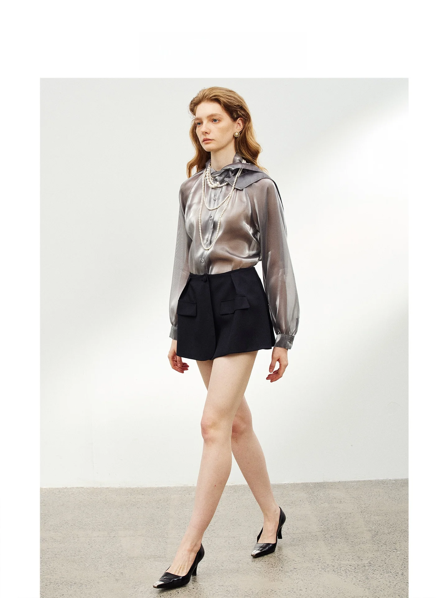 

Женская легкая дышащая одежда HAVEHAS Commuter Sle Mirror irt Long Sve Gossamer класса люкс с лентами, свободного кроя