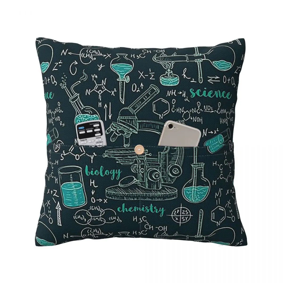 

Vintage Old Chemistry Laboratory Microscope Cushion Cover Polyester Decorative Bedroom Home Comfort Throw Pillow