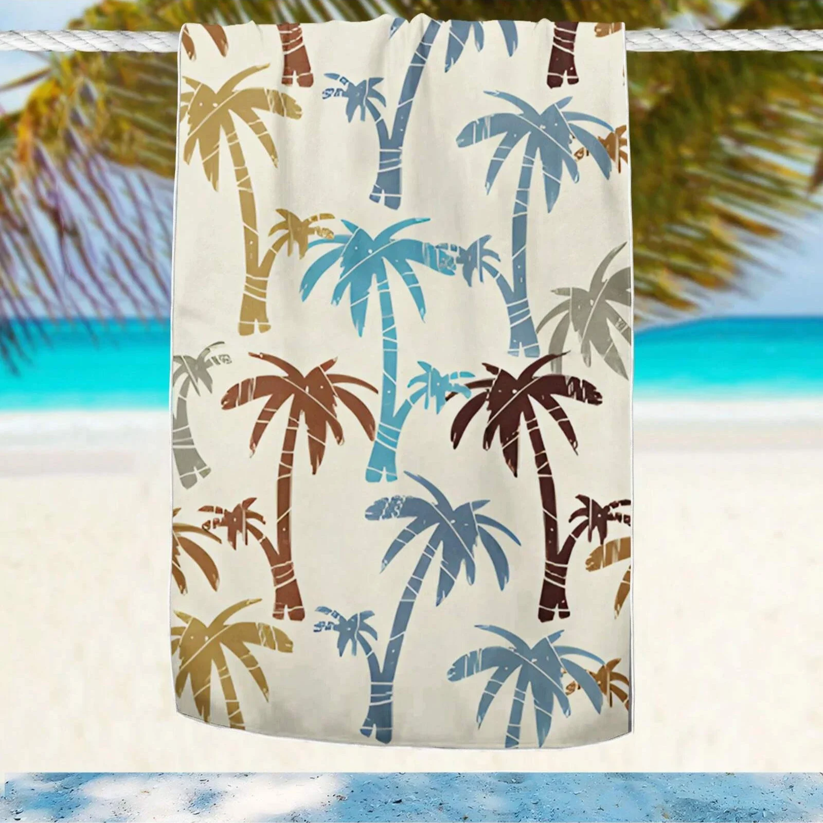 1pc Style Blue Mandalay Pattern Beach Towel,Ultra-Fine Fiber Beach Blanket,Highly Absorbent Bath Towel,Suitable For Summer