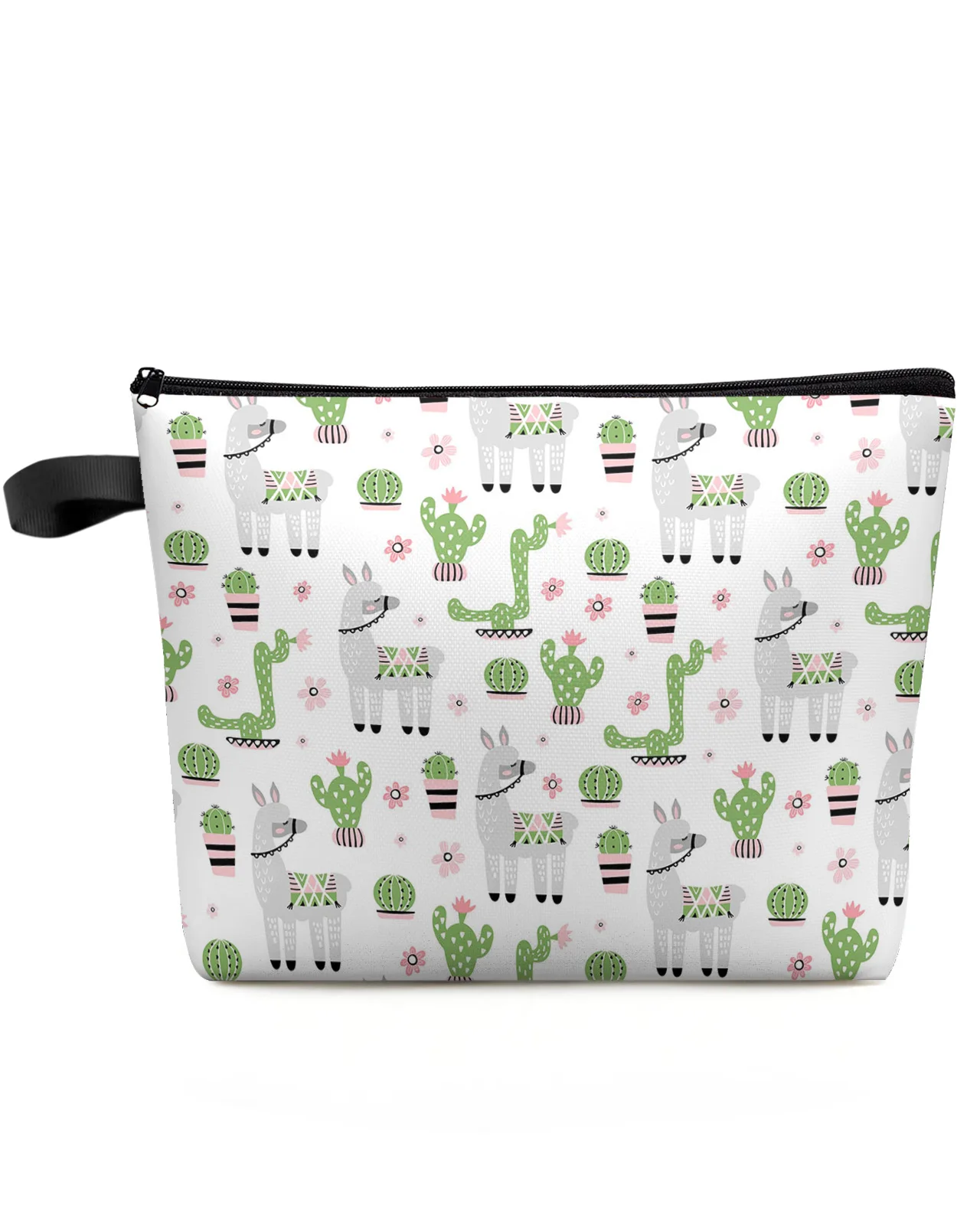 Animal Alpaca Cactus Green Makeup Bag Pouch Travel Essentials Lady Women Cosmetic Bags Toilet Organizer Kids Storage Pencil Case