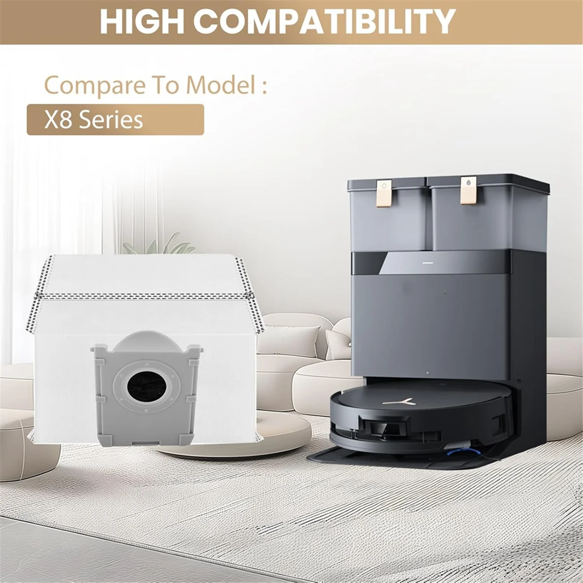 ECOVACS DEEBOT T50 シリーズ、T50 PRO/T50 MAX/X8 PRO OMni 真空交換バッグ用ダストバッグ
