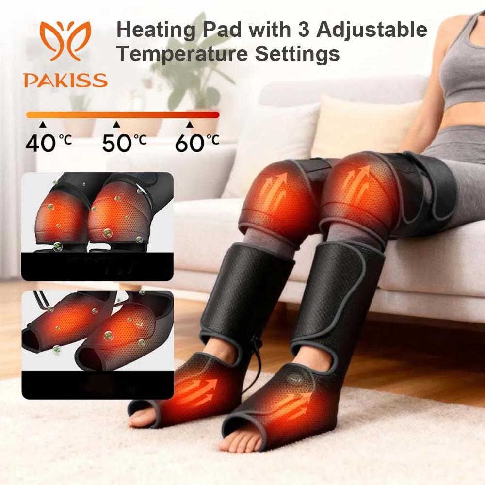 

PAKISS Three-Section Air Wave Leg Massager with Heating And Vibration Function Leg Massager with Full Wrap for Muscle Relaxation