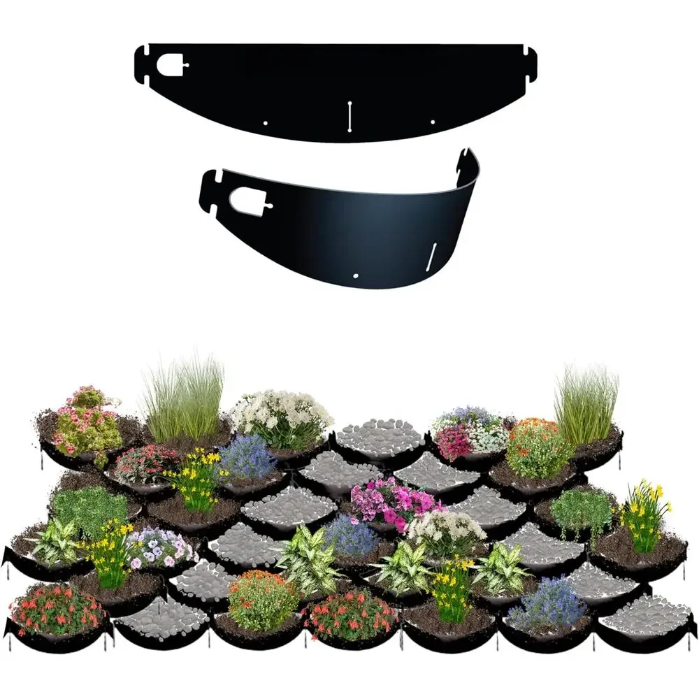 Hillside Planters 10-Pack, Black - DIY Garden Bed Terracing Kit for Steep Slopes, 25°-35°, Geogrid Water Retention Planting Stab