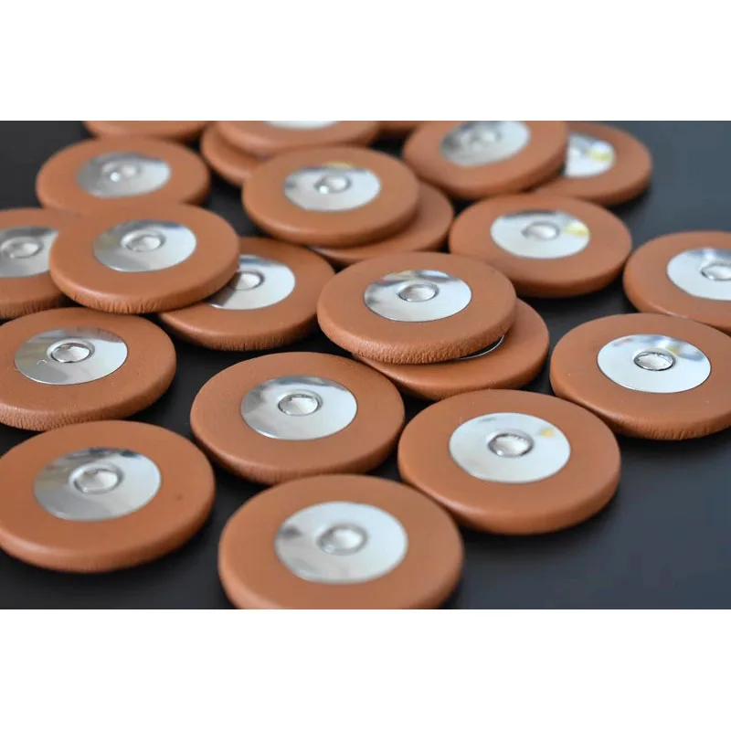 

20 Pieces Saxophone Pads Goat Leather Metal Resonator Pad for Alto Tenor Soprano Baritone Sax 48mm-65mm