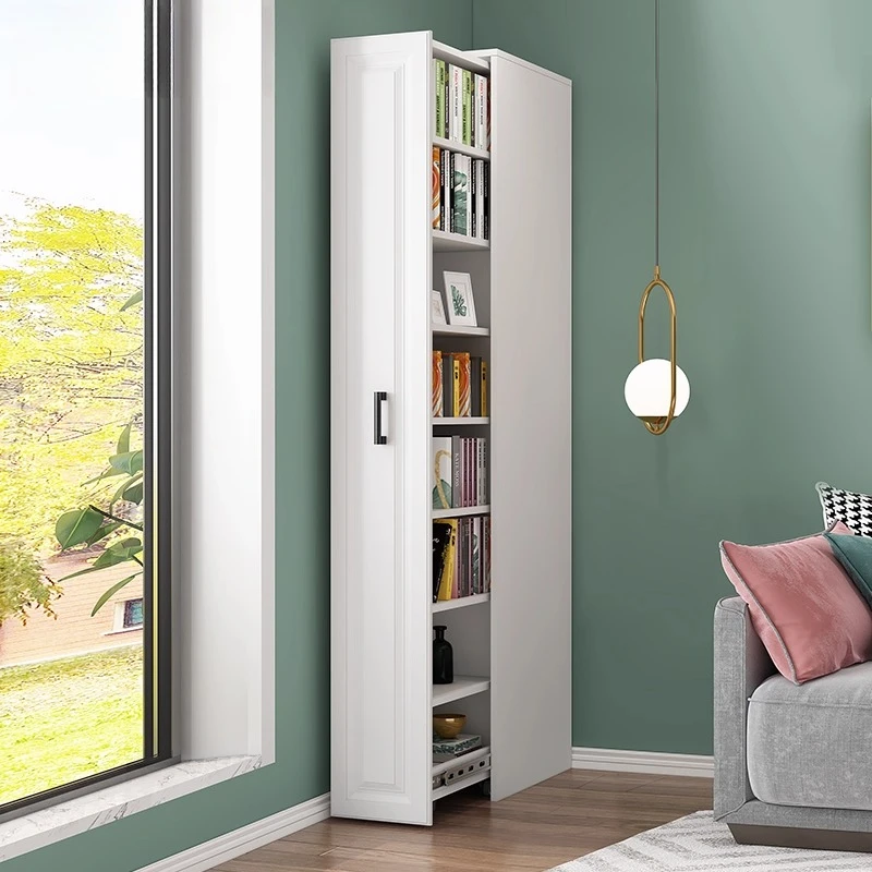 kz-Modern Simple Study Side Pull Bookshelf Narrow Cabinet Bookcase Locker Drawer Invisible Shelf Display Cabinet 8F26*