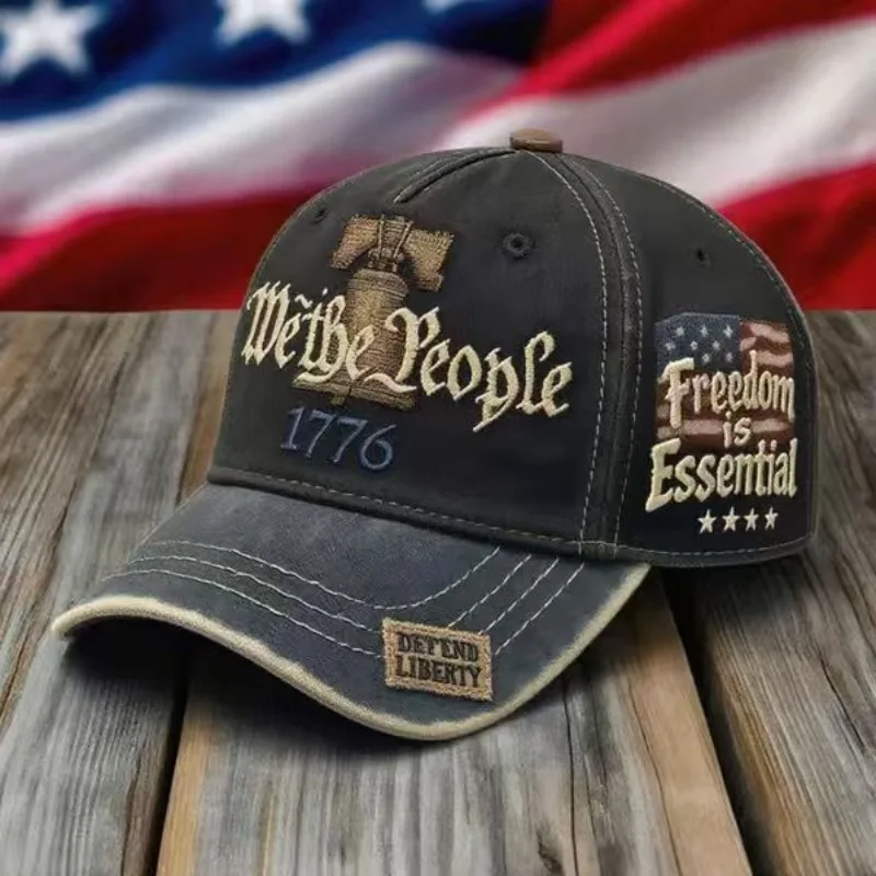 USA 250th Anniversary Patriotic Embroidered Baseball Cap Adjustable Washed Cotton Independence Day Hat 1776-2026
