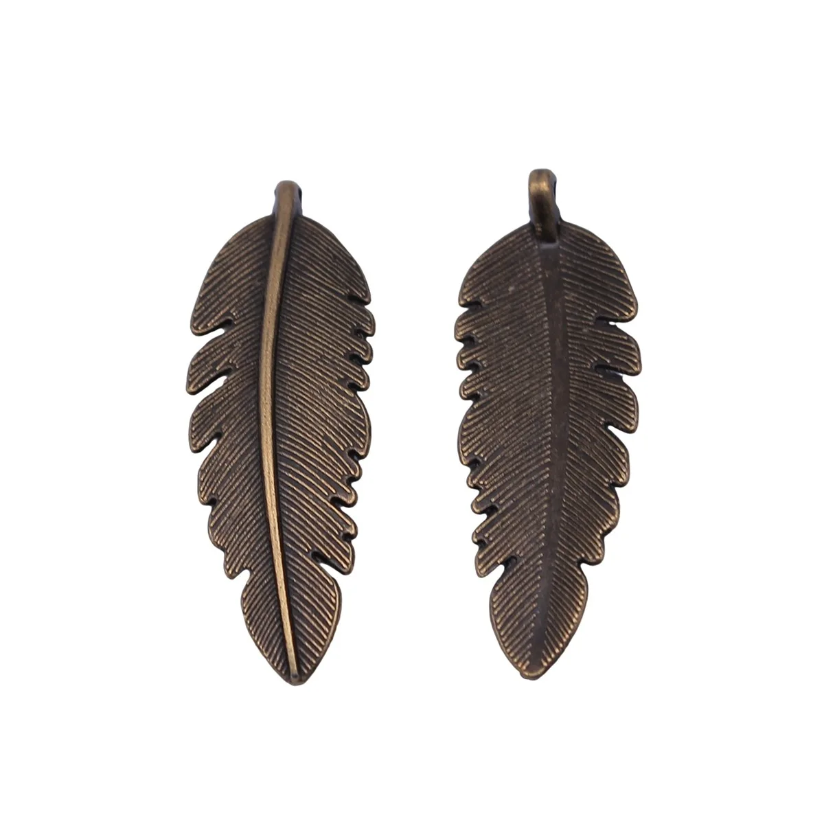 Boho Large Feather Pendant Charms Retro Carved Big Leaf Findings Handmade Hippie Jewelry Making Supplies Bulk