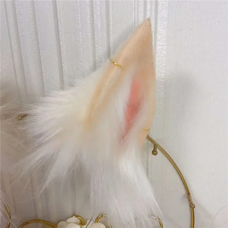 Custom Handmade Neko Cat Fox Ears Hairhoop Earrings Tail Animal Beast Style Headwear For Girl Women Cosplay Costume Accessories