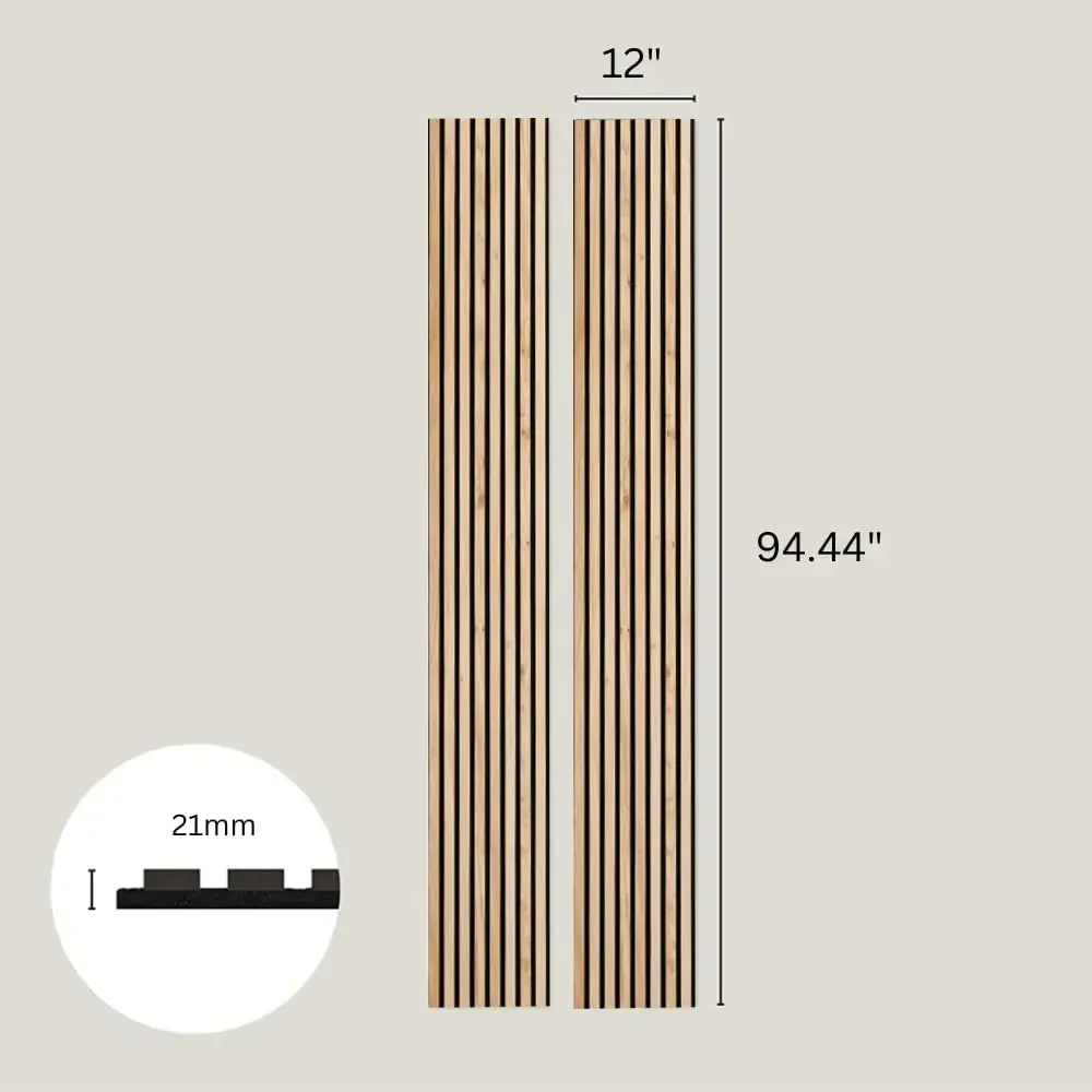 3D-houten Wandpanelen | Akoestische Panelen Voor Binnenwanddecoratie Op Vilten Rugplank | Decoratieve Lamelsteenpanelen-8X1 Ft. X 2-Pakket