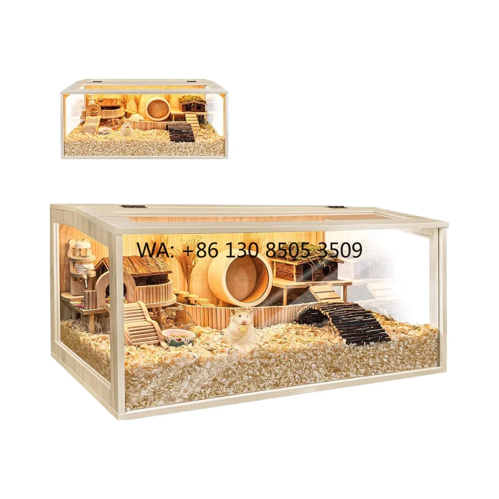 solid-built-large-openable-top-chewproof-wood-habitat-hamster-cage-with-acrylic-sheets-customized-size-color