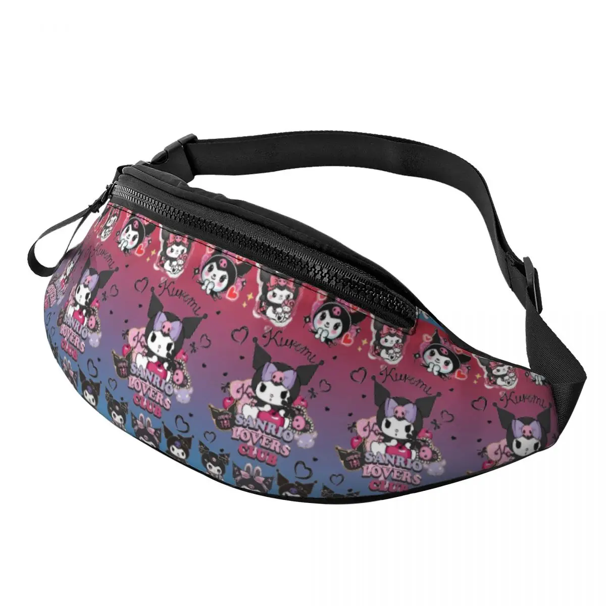 

Custom Wallpaper Cute Kuromi Fanny Pack Women Men Crossbody Waist Bag for Traveling Phone Money Pouch