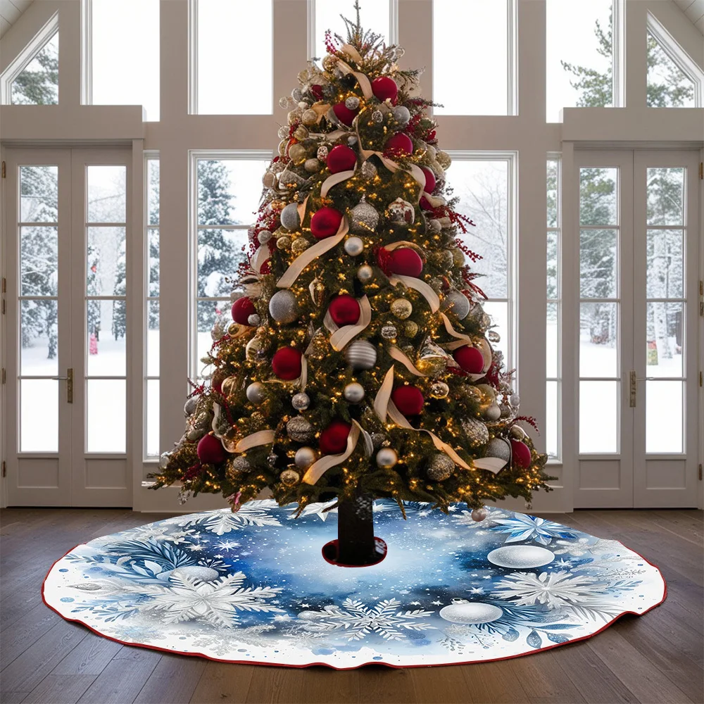 تنورة شجرة عيد الميلاد بنمط ندفة الثلج من VIKAMA مثالية لديكور العطلات في المنزل والمكتب مثالية كهدية احتفالية