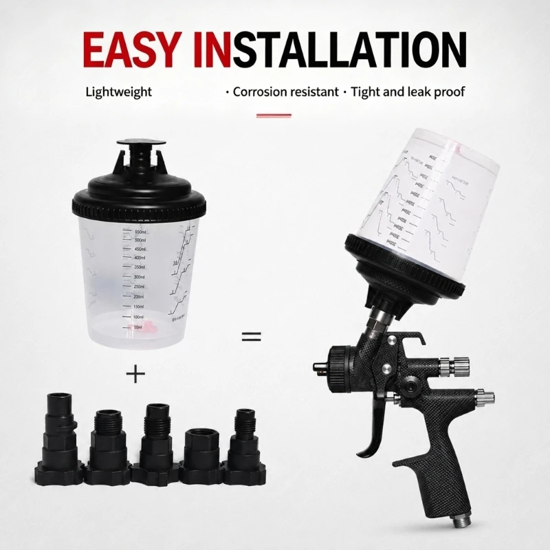 90Ml Plastic Paint Sprayer Guns Cup with Builtin Filter, Filter Lid, and Replacement Cup Structure for Garage Paint Maintenance