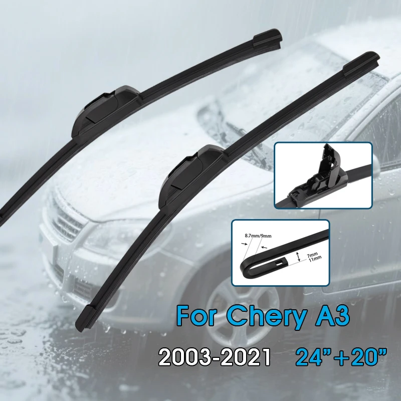 

BROSHOO Car Wiper Blades 24"+20" For Chery A3 2003-2021 Front Window Windscreen Windshield Wipers Blades Auto Accessories