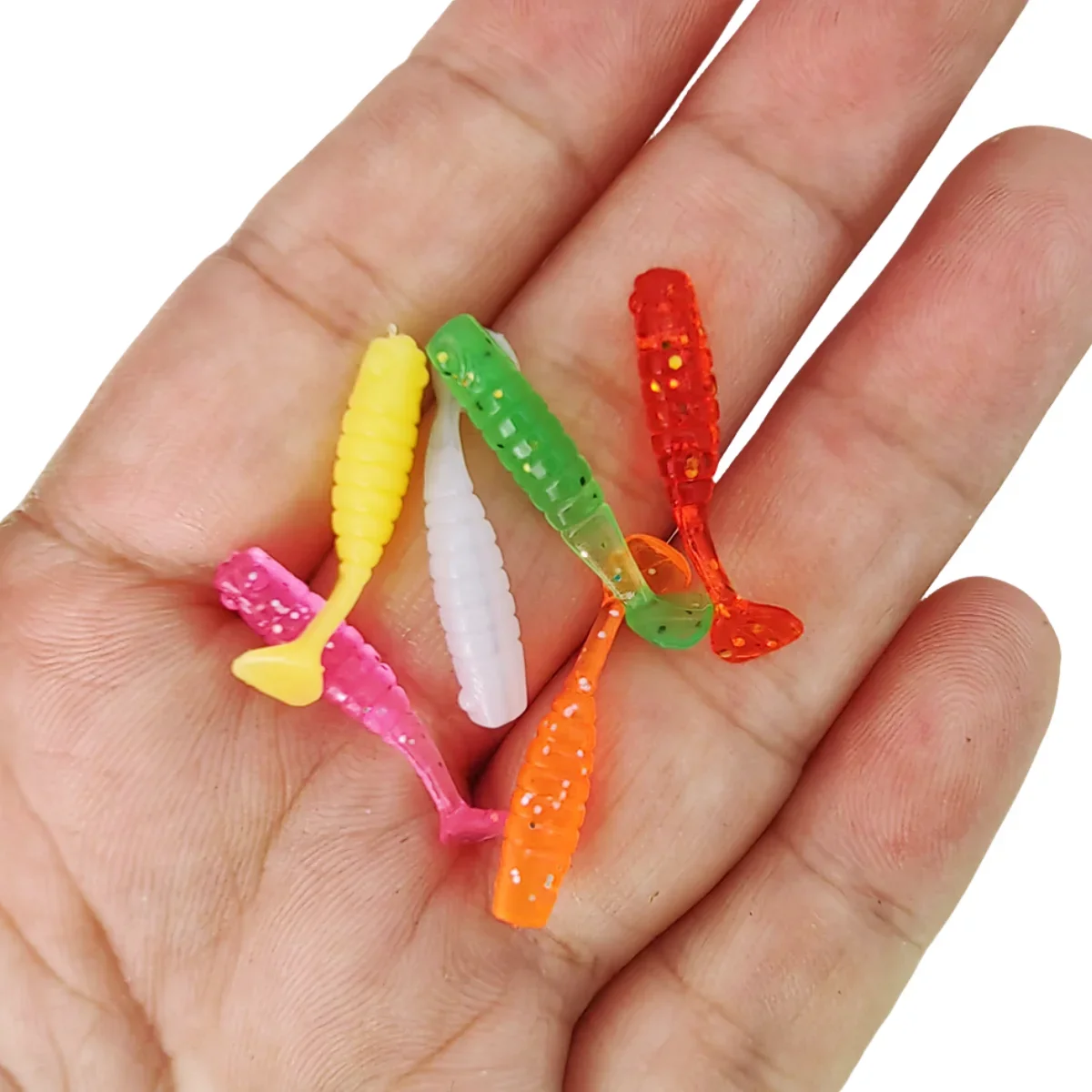 MUKUN 10PCS  fishing paddle tail soft bait dwim jig mini small little fish bait fishing 2.5cm/0.2g multicolor