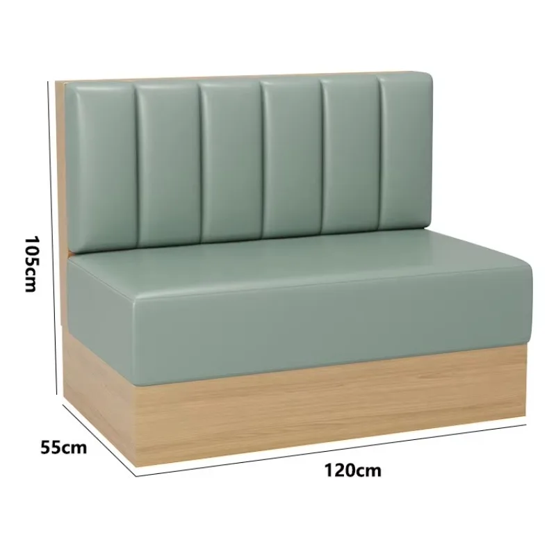High-end Coffee Shop Restaurant Sofa Bench Commercial Cafe Hotel Pale Green Booth Seating Furniture Wood Table and Chair Set