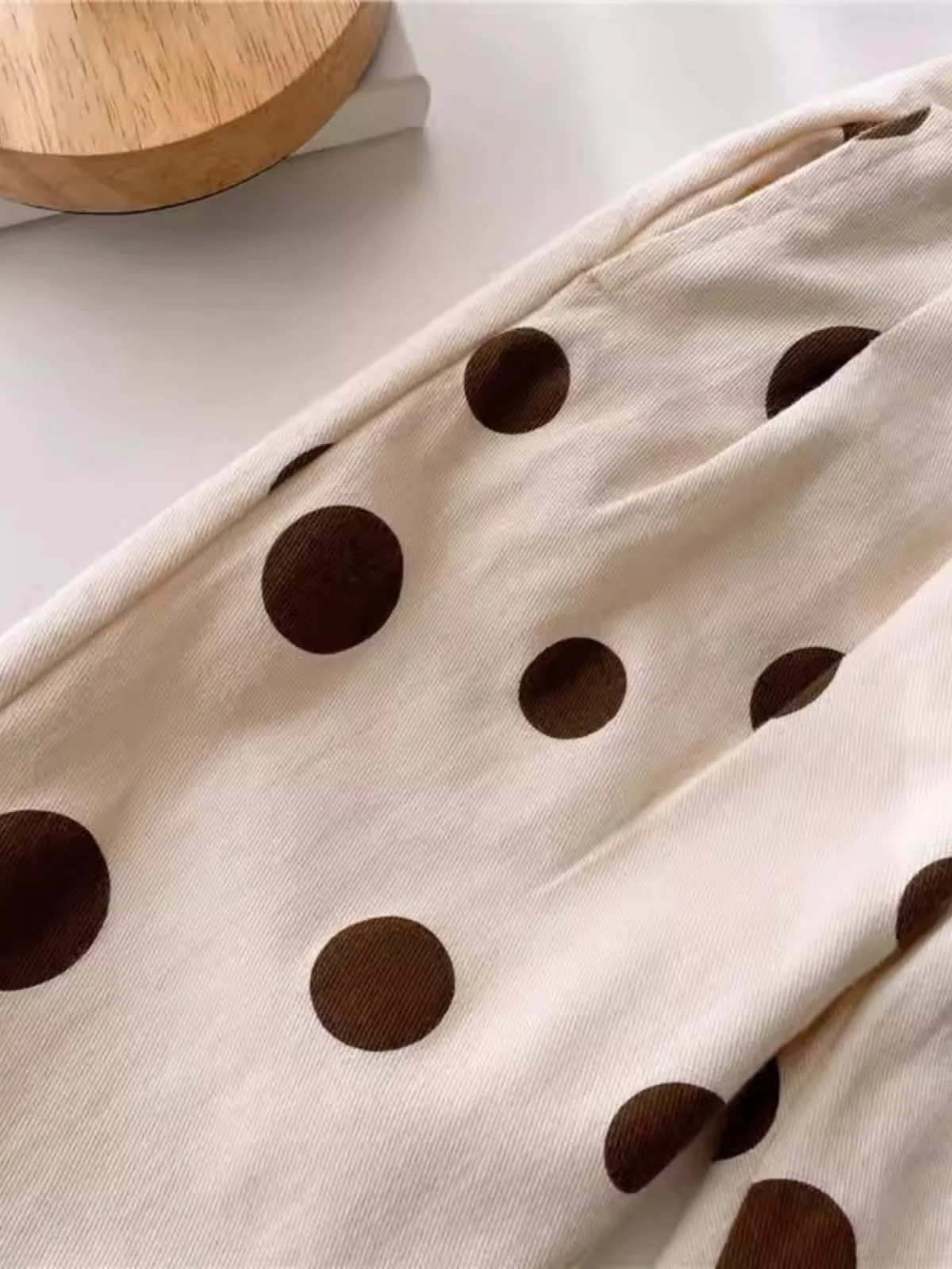 トレンディな水玉模様のストレートレッグパンツ ルーズフィット 春秋用 女の子用 ベビーガールズ用 おしゃれなカジュアルパンツ