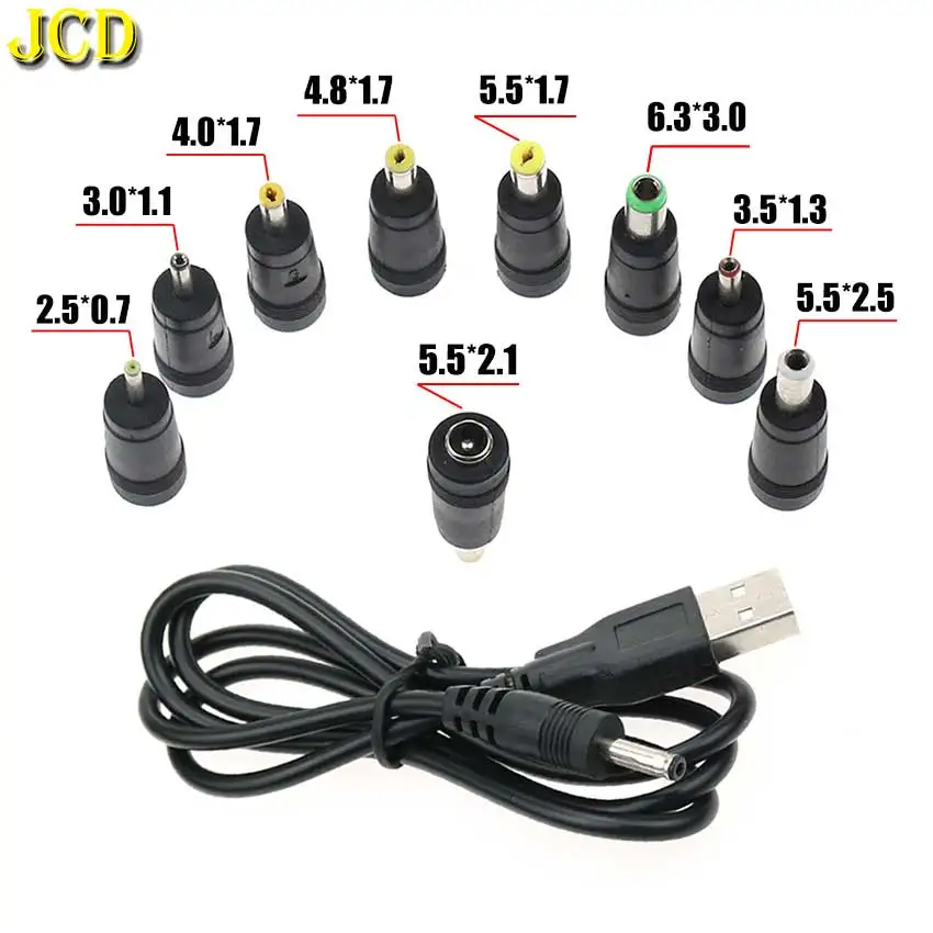 1/5pcs DC 5.5x2.1mm Female Power Jack Plug Adapter Connector TO 4.8 4.0 3.5 2.5 2.1 1.7 mm Male Converter 5.5*2.1 Charging Cable