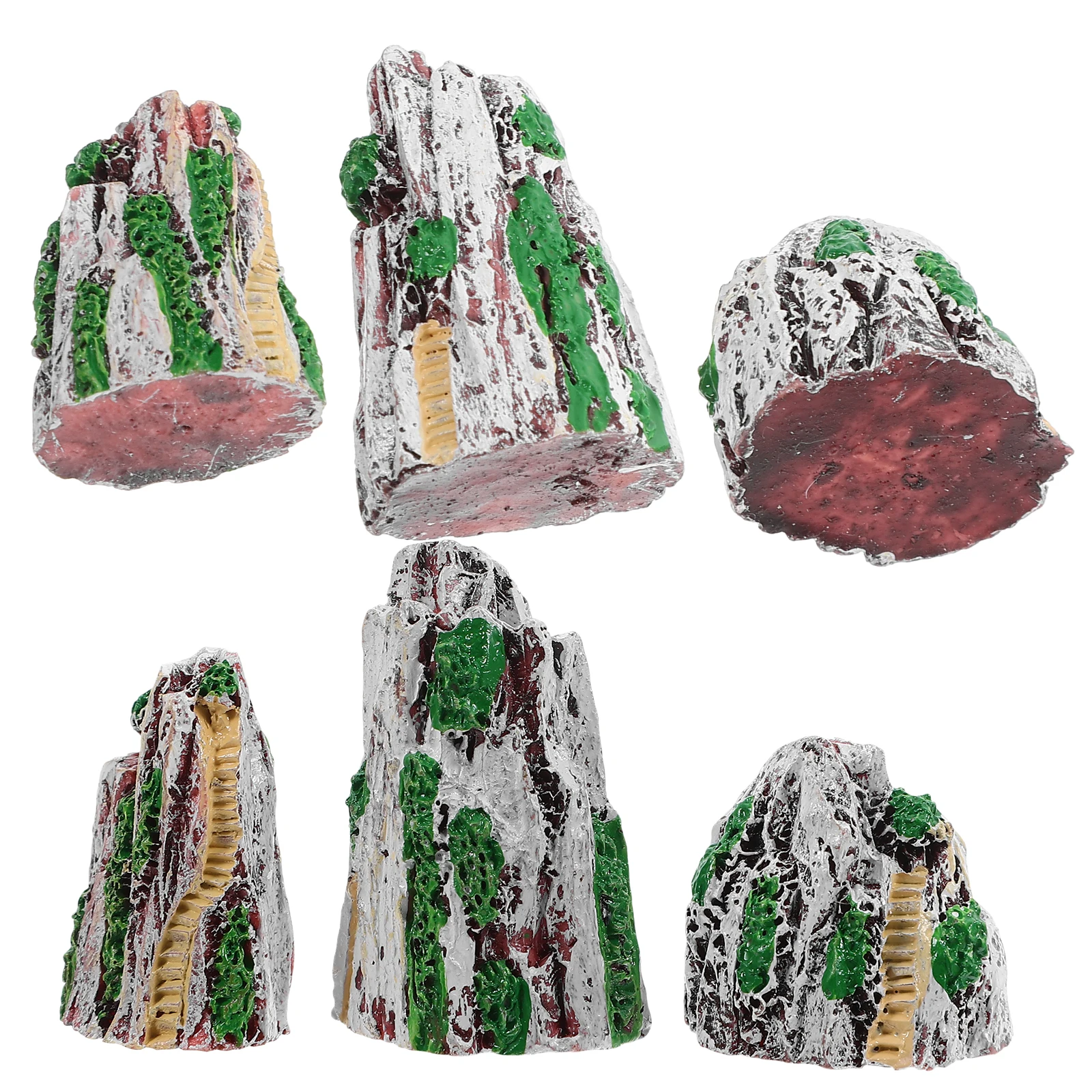 

6pcs Simulated Rockery Ornaments Resin Miniature Bonsai Figurines Landscape Decor Garden Statues Sculptures Aquarium Cave