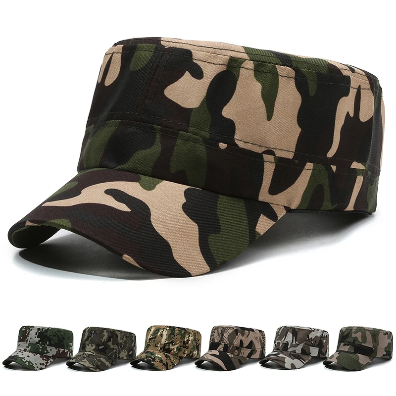 หมวกลายพราง, หมวกฝึกทหารนักเรียน, หมวกเบสบอลทรงแบนบังแดดกลางแจ้งสําหรับบุรุษและสตรี, หมวกกันฝุ่นสําหรับคนงาน,