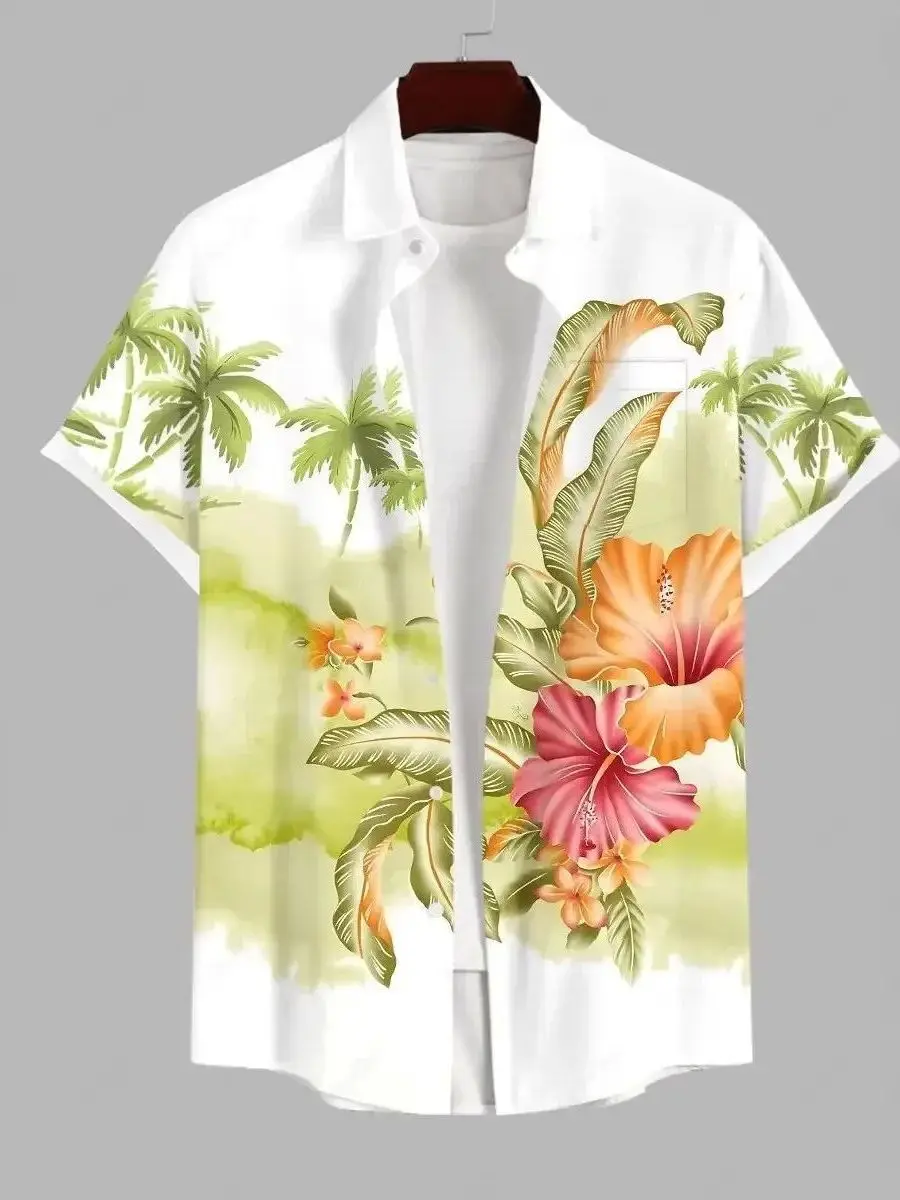 

3D Printed Short Sleeve Open Cardigan Fashion Urban Style Polyester Fiber Unisex Washed Easy Wear Printed Top for Daily Use