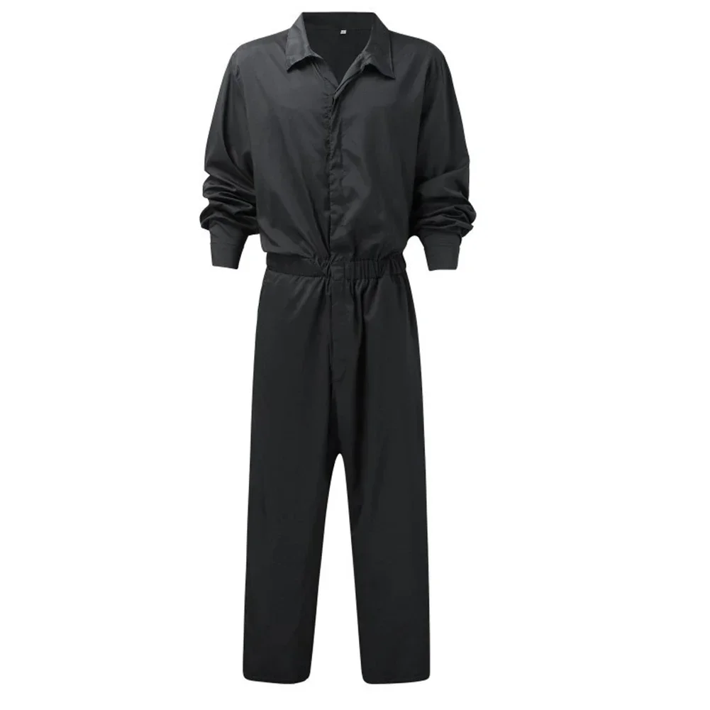 Overall jumpsuit celana panjang pinggang elastis Fashion Lapel kerah celana panjang pria Single Breasted 2023 baru