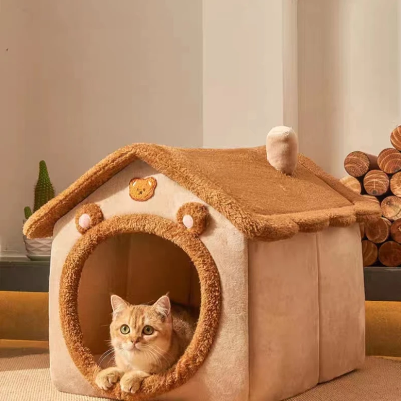 Faltbare Hundehütte Bett matte für kleine mittelgroße Katzen und Hunde, tragbares Haustier haus weiches Kissen Nests ofa mit abnehmbarem Bezug