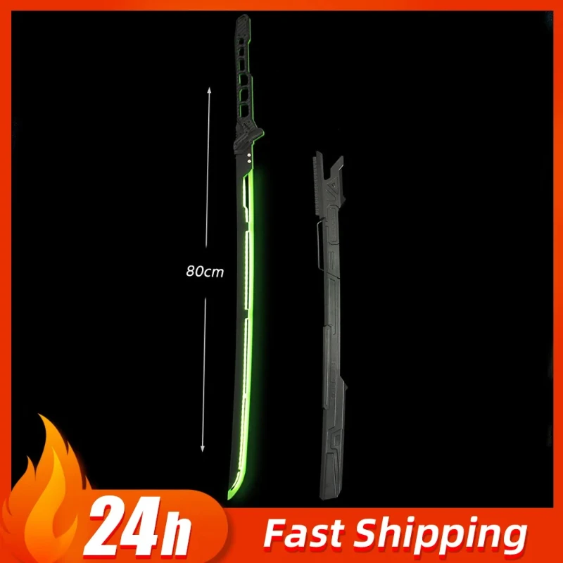 80cm Cyberpunk Game Peripheral Katana Thermal Energy Luminous Knife Acrylic Model Samurai Sword Outdoor Training Props Gift Toy