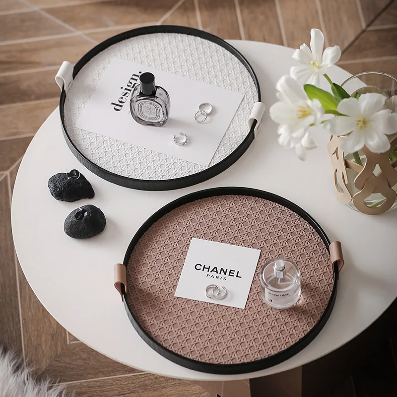 French Woven Rattan Storage Basket Bread Storage Basket Fruit Snack Circular Tray Picnic Basket Handmade Woven Home Decoration