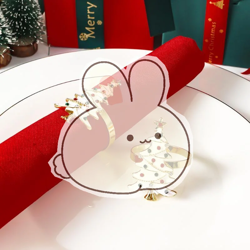 Christmas Tree Napkin Rings White 1Pcs Lightweight Table Decor for Holiday Gift Travel Camping Dinner Party Use