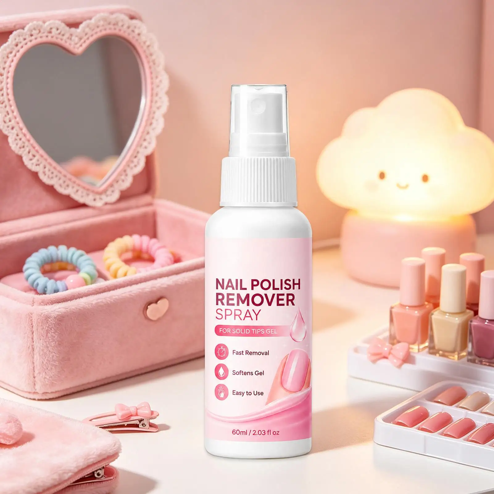 60ml Nail Remover Spray For Press On Nails False Nail Tips  Type UV Soak Off SolidAdhesive Fake Nail Removing Nails Art - view 3
