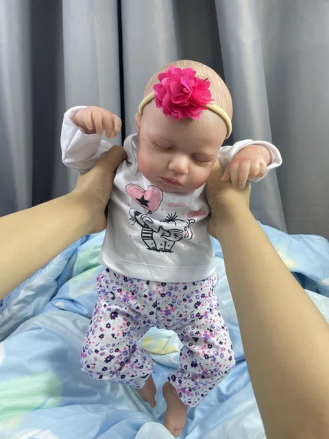 50CM Gotowe lalki Reborn Baby LouLou Śpiąca dziewczynka Realistyczny silikonowy winyl Noworodek 3D Skóra Widoczne żyły Zabawki DIY dla dziewczynek