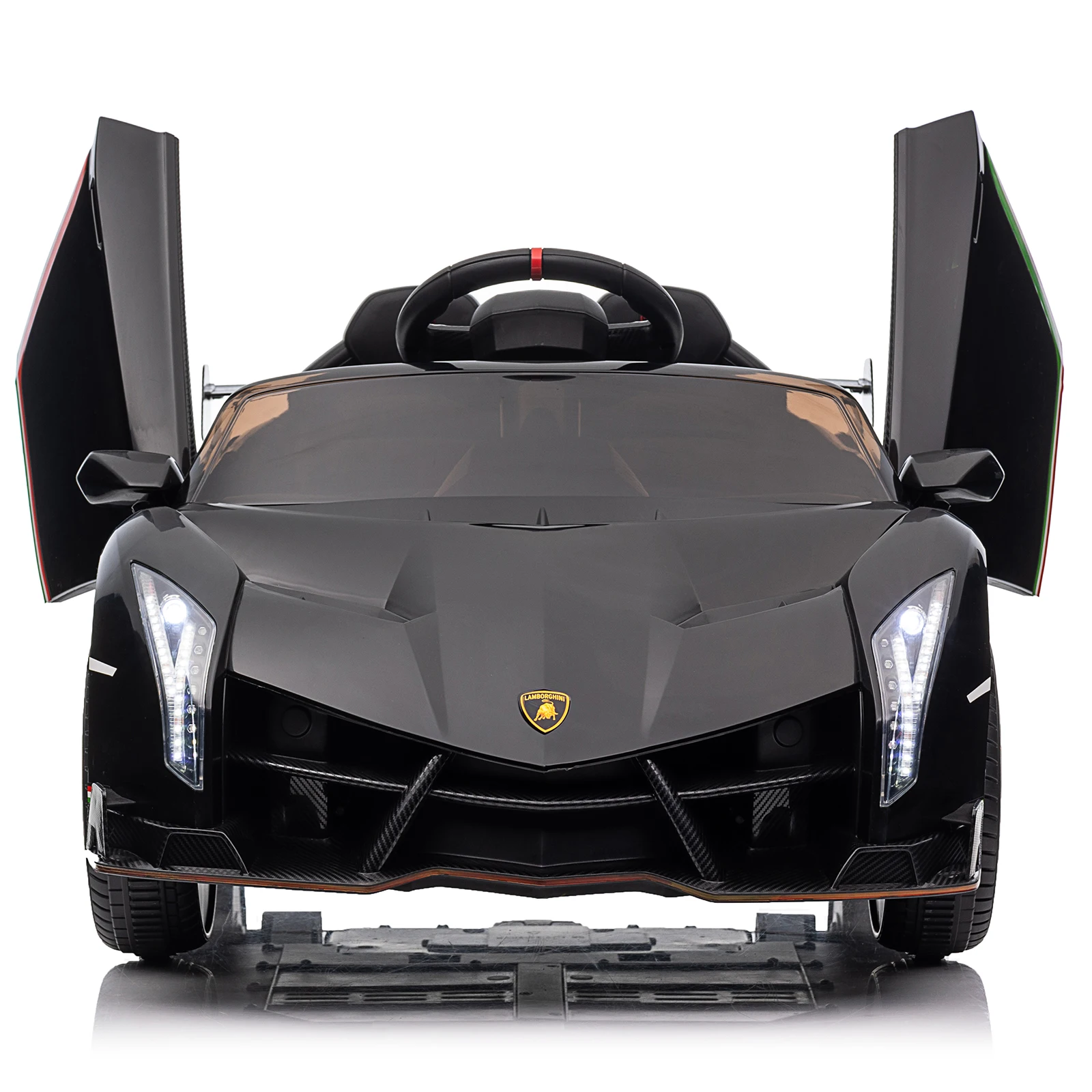 LEADZM Lamborghini Poison Pequeno Dual Drive 12V 4.5AH com Controle Remoto 2.4G Carro Esportivo Carro Elétrico Preto