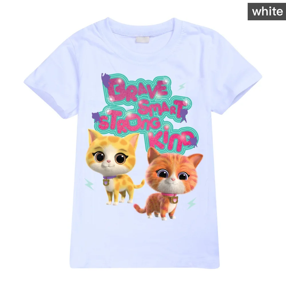 New Game Super Kitties Kids Clothes Summer Baby Boys Cotton T-shirt Toddler Girls Short Sleeve Tops Children's Pullover 2~14Y