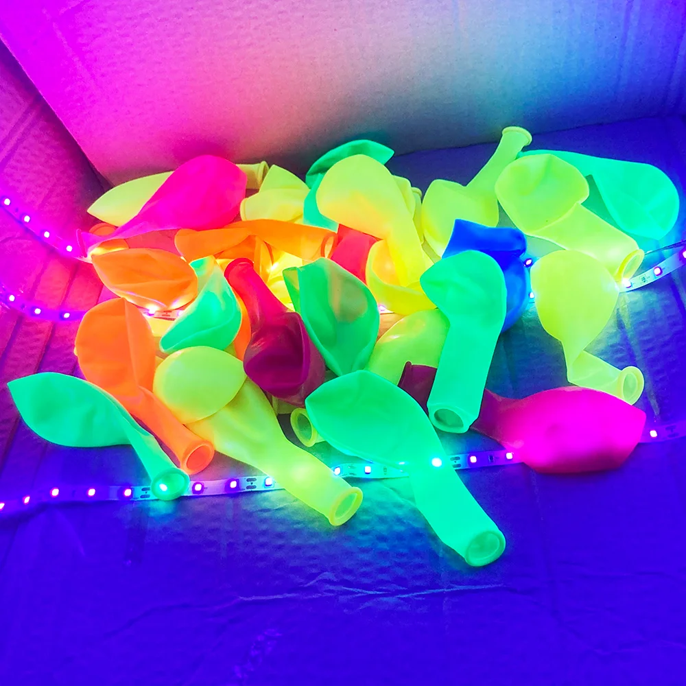 60 Pcs UV Neon Balloons 12Inch Glow in the Dark Party Decoration Fluorescent Party Supplies Blacklight Theme Birthday Decor