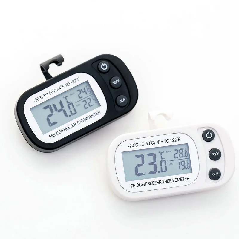 Upgraded Fridge Thermometer - IP65 Waterproof & Moisture-Proof. ±0.1℃ Accuracy, -50~70℃ Range, Magnetic Back & Hanging Hook.