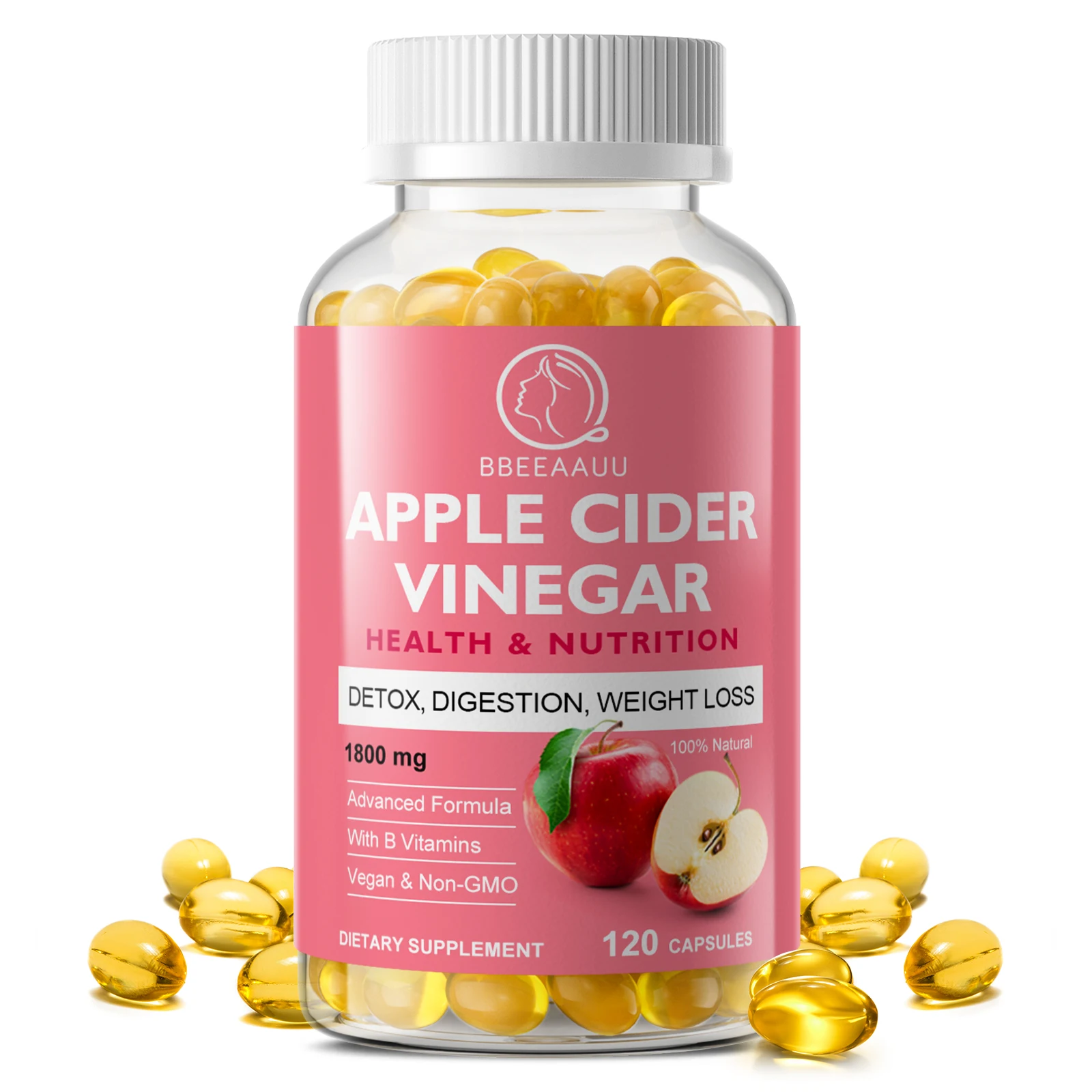 

BBEEAAUU Acid Apple Cider Vinegar Capsules for Weight Loss Slimming Products Support Cholesterol Blood Sugar Levels & Gut Health