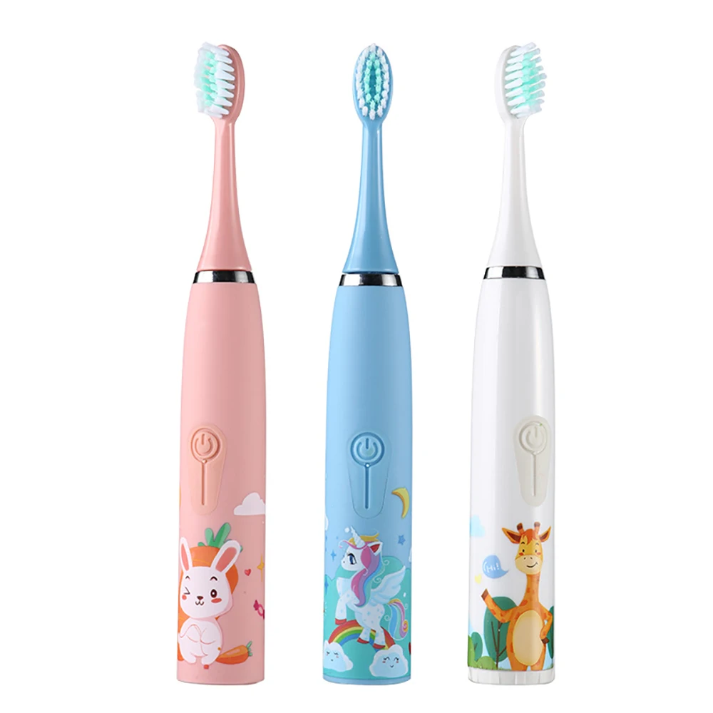 Brosse à dents électrique pour enfants, avec 6 têtes de rechange, 24,000 vibrations pour filles, batterie 62