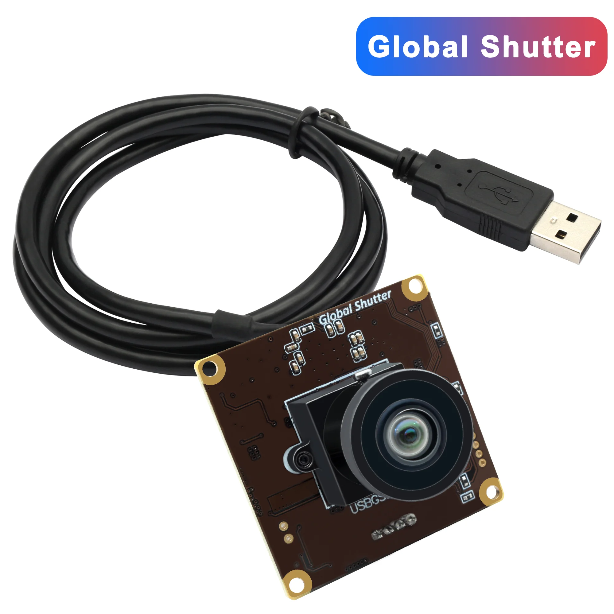 ELP 5MP Global Shutter USB Camera with Fisheye Lens Wide Angle 1440P 60fps HD Camera Lightburn Camera Module for Computer