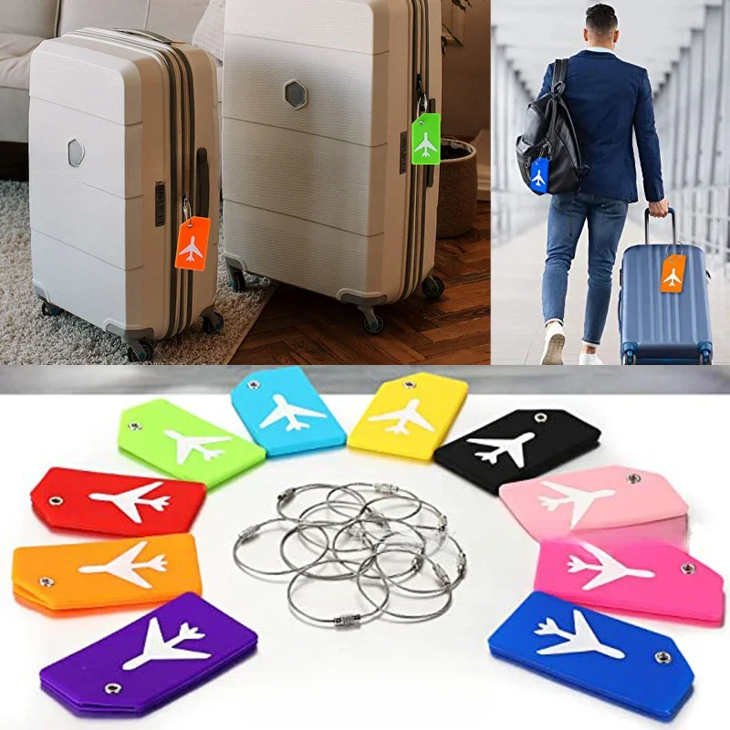 Soft Rubber Plane Prints Luggage Tags Suitcase ID Name Mark Label Travel Backpack Hanbag Tag Cruise Ship Travel Accessories