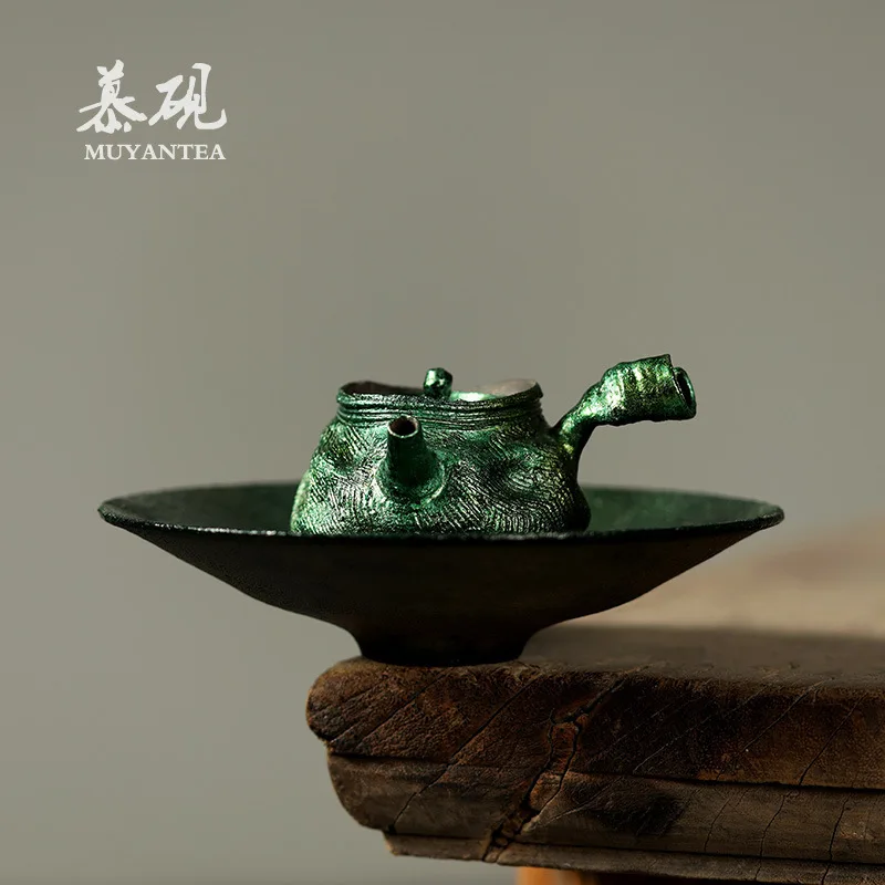Muyan Lacquer Handmade Side Handle Purely Handcrafted Wabi-Sabi Japanese Style Emergency Purple Clay Kung Fu Tea Brewing Small