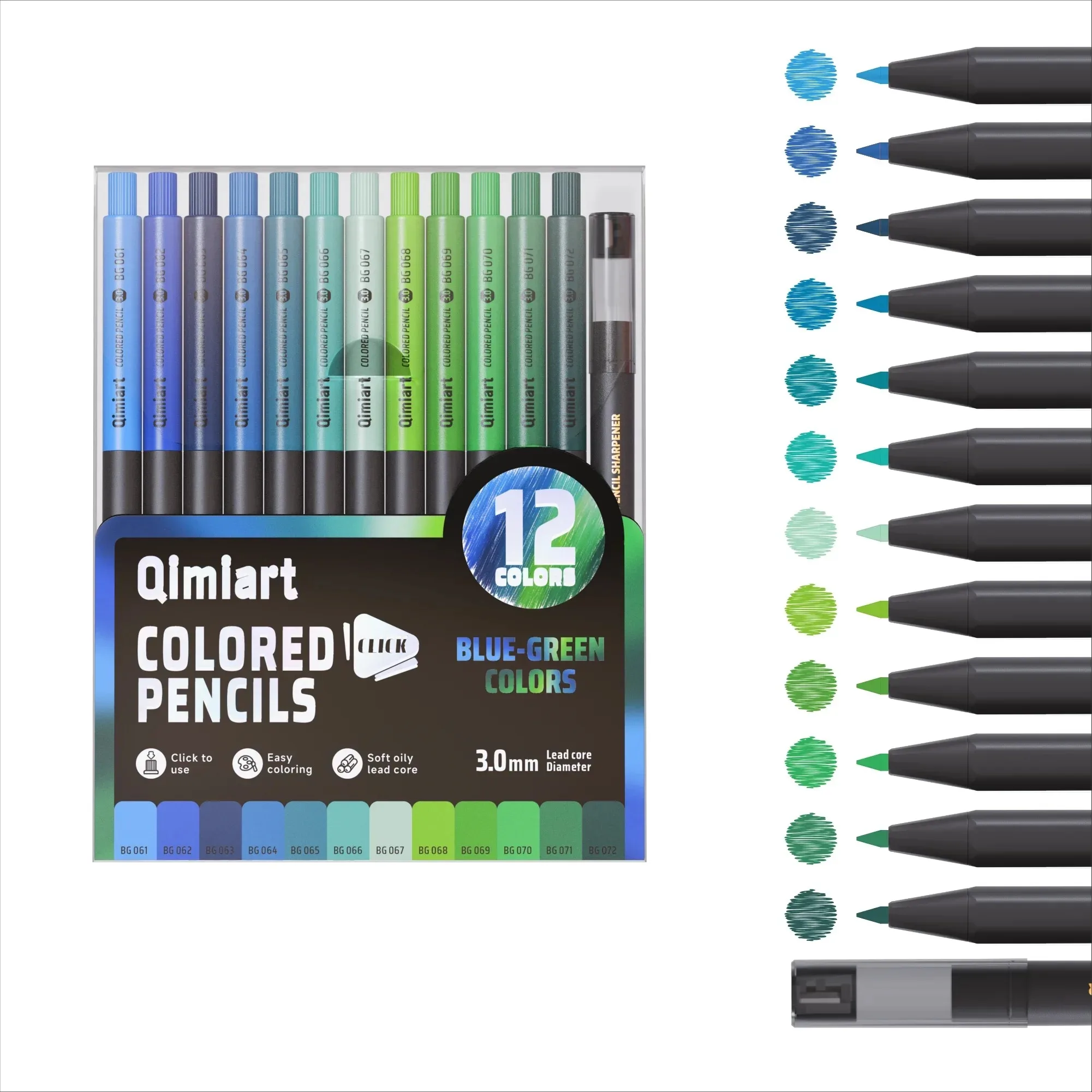 Languo 12 Colors Painting Mechanical Pencil Set Press 3.0mm Soft Core Oil for Sketching Drawing Coloring Book School Supplies