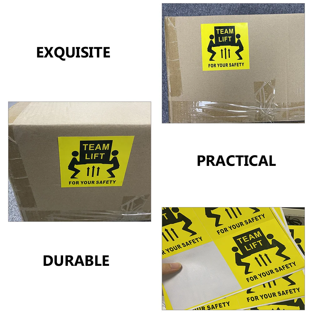 200pcs Outer Box Label Team Lift Required Warning Sticker For Shipping Heavy Object Safety Symbol Adhesive Labels Moving Boxes