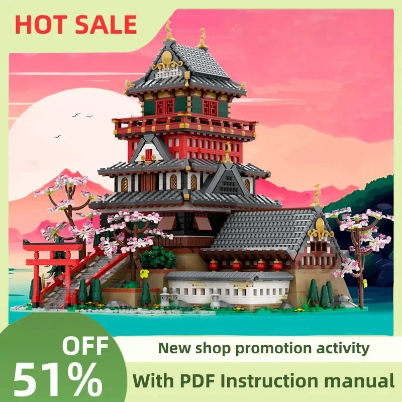 New 6618Pcs Famous Ninja Series Samurai Castle Moc Street View Model Custom Puzzle DIY Creative Ideas Kid Toys Birthday Gift