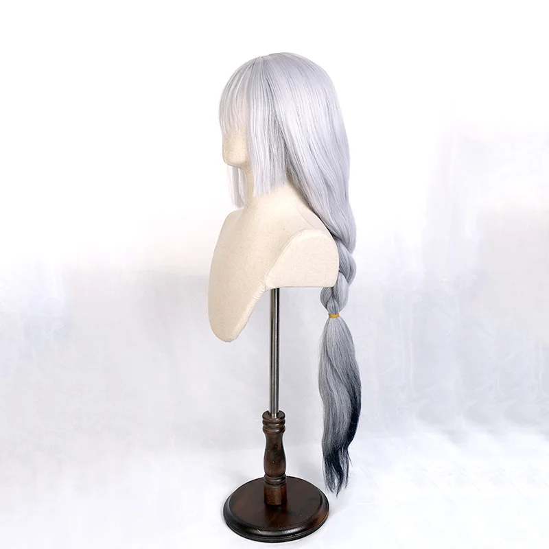 Genshin Impact Shenhe Wig, Solitary Star And Lonely Heart, Cosplay Of The Anime Character, Light Blue Gray Long Braided Style
