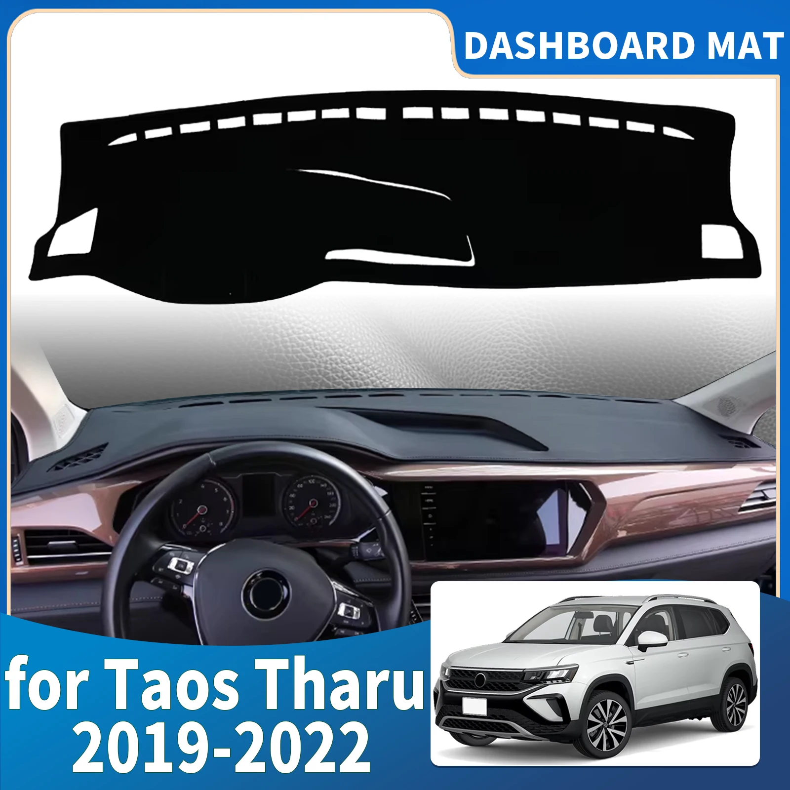 for Volkswagen VW Taos Tharu 2022-2019 Accessories Dashmat Dashboard Cover Pad DashMat Sunshade Protective Carpet Car Leather