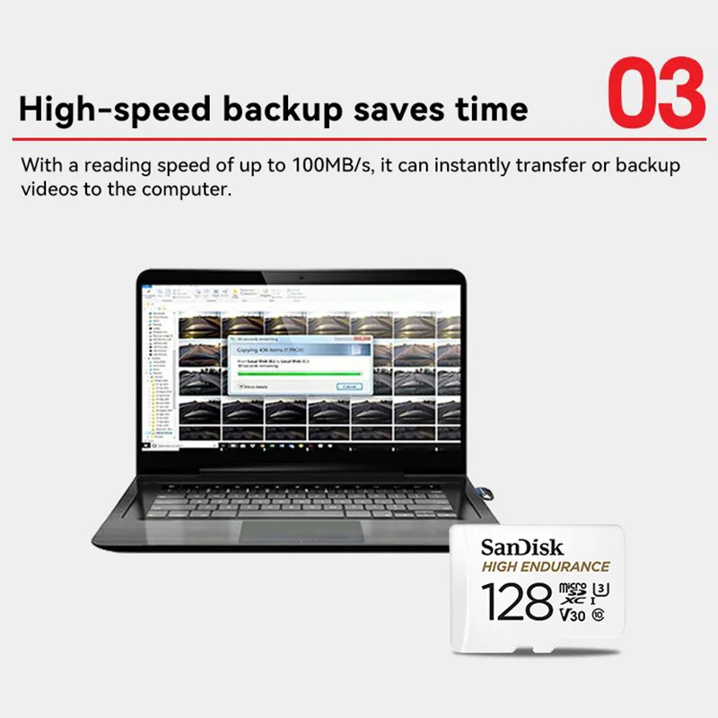 Tarjeta Micro SD de alta resistencia SanDisk, tarjeta de memoria de 32GB, 64GB, 128GB, 256GB, tarjeta Flash de hasta 100 MB/s, tarjeta TF para monitoreo de Dashcam 4