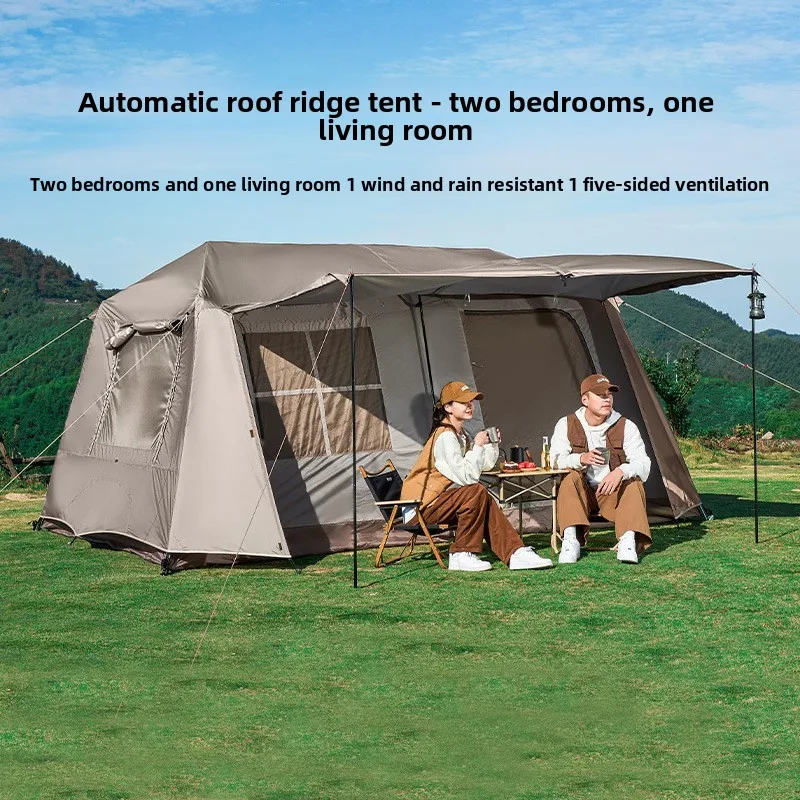 CXX outdoor camping tent ridge 13 two rooms and one living room automatic quick-opening silver-coated